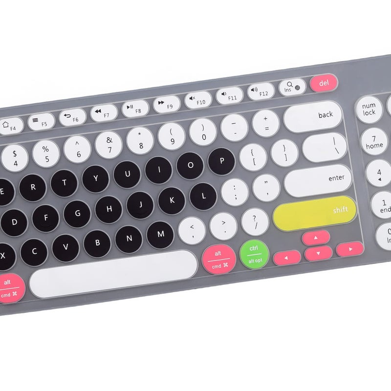 MUBUY-GOL Keyboard Cover Skin Fit Logitech K780 & Multi-Device Wireless Keyboard Ultra Thin Silicone Laptop-CandyBlack - Image 5